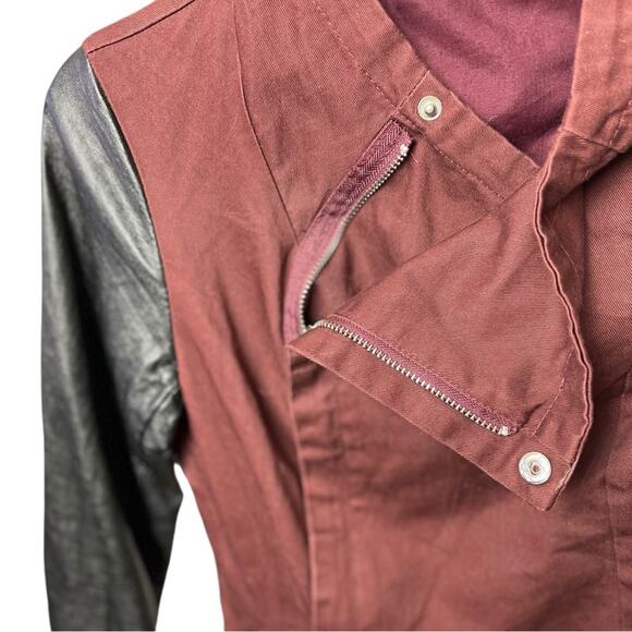 The BRAND Label Faux Leather/Cotton Moto Jacket, Side Zip, Trendy, Weekend, XS - Picture 3 of 7